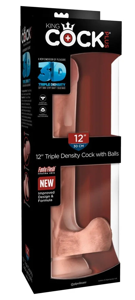 12" Triple Density Cock with Balls - Happytoys Sexshop: Toys for Feeling Happy & Easy 😊 - Discreet geleverd