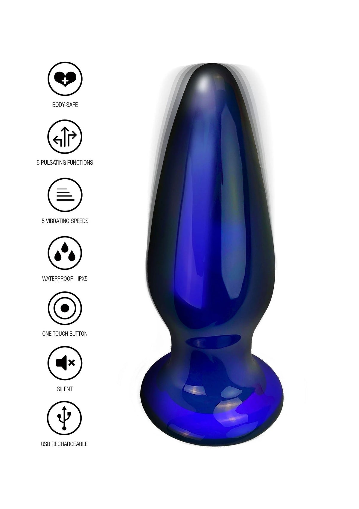 Bestel: Shining Vibrating Glass Plug - bij Happytoys.nl, happytoys.be, Happytoys.ae: erotische sex webshop | liever Happy dan Easy βββββ