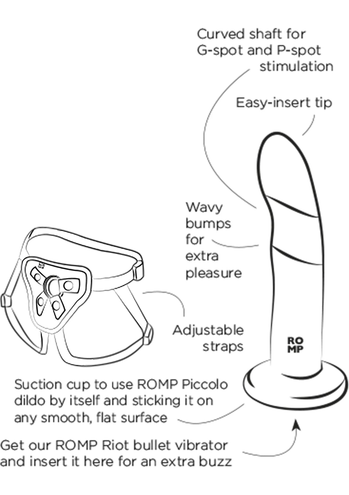 Bestel: Piccolo Pegging Kit by Romp - bij Happytoys: de erotische sex webshop | liever Happy dan Easy ⭐⭐⭐⭐⭐