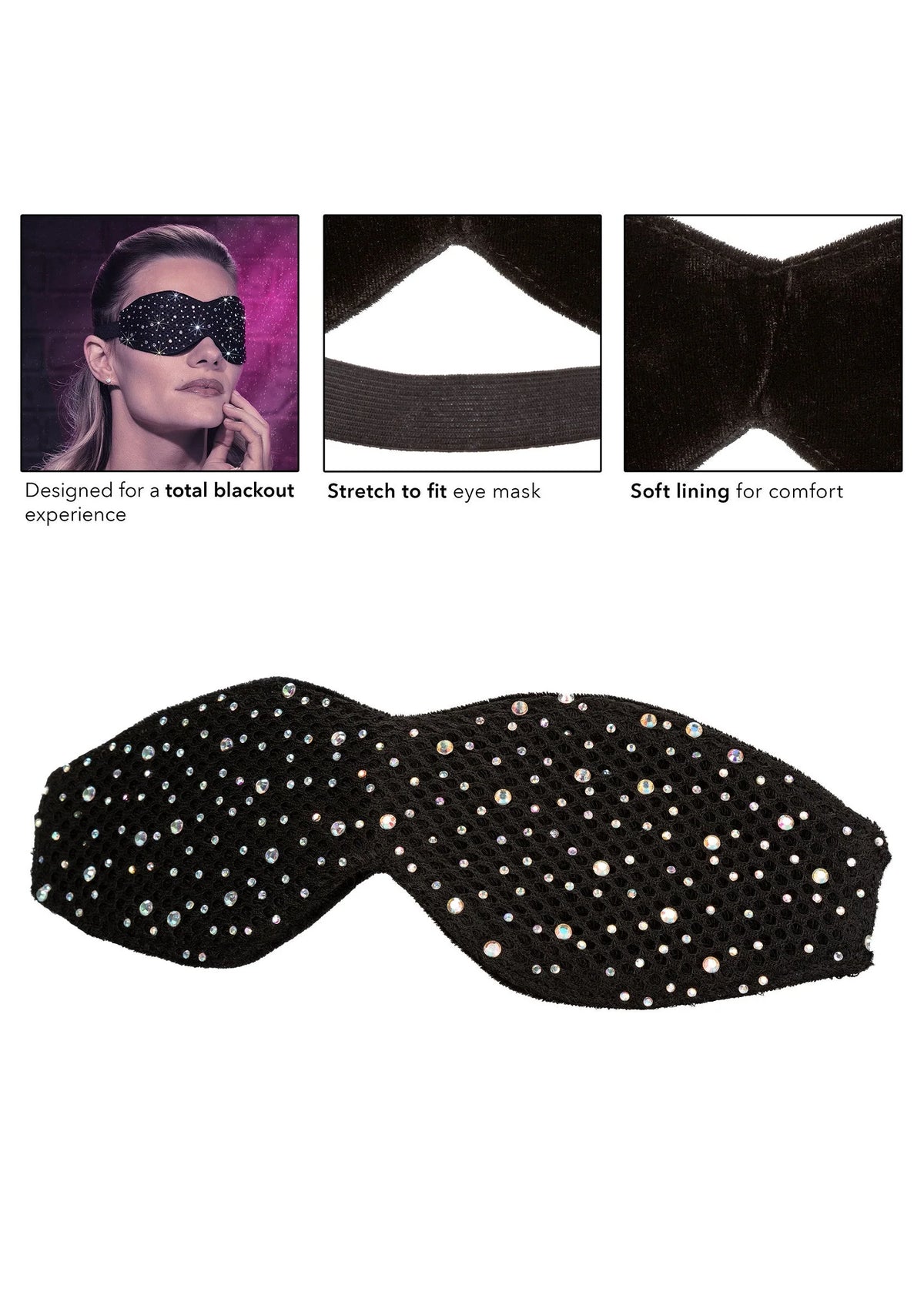 Bestel: Radiance Blackout Eye Mask by CalExotics - bij Happytoys.nl, happytoys.be, Happytoys.ae: erotische sex webshop | liever Happy dan Easy ⭐⭐⭐⭐⭐