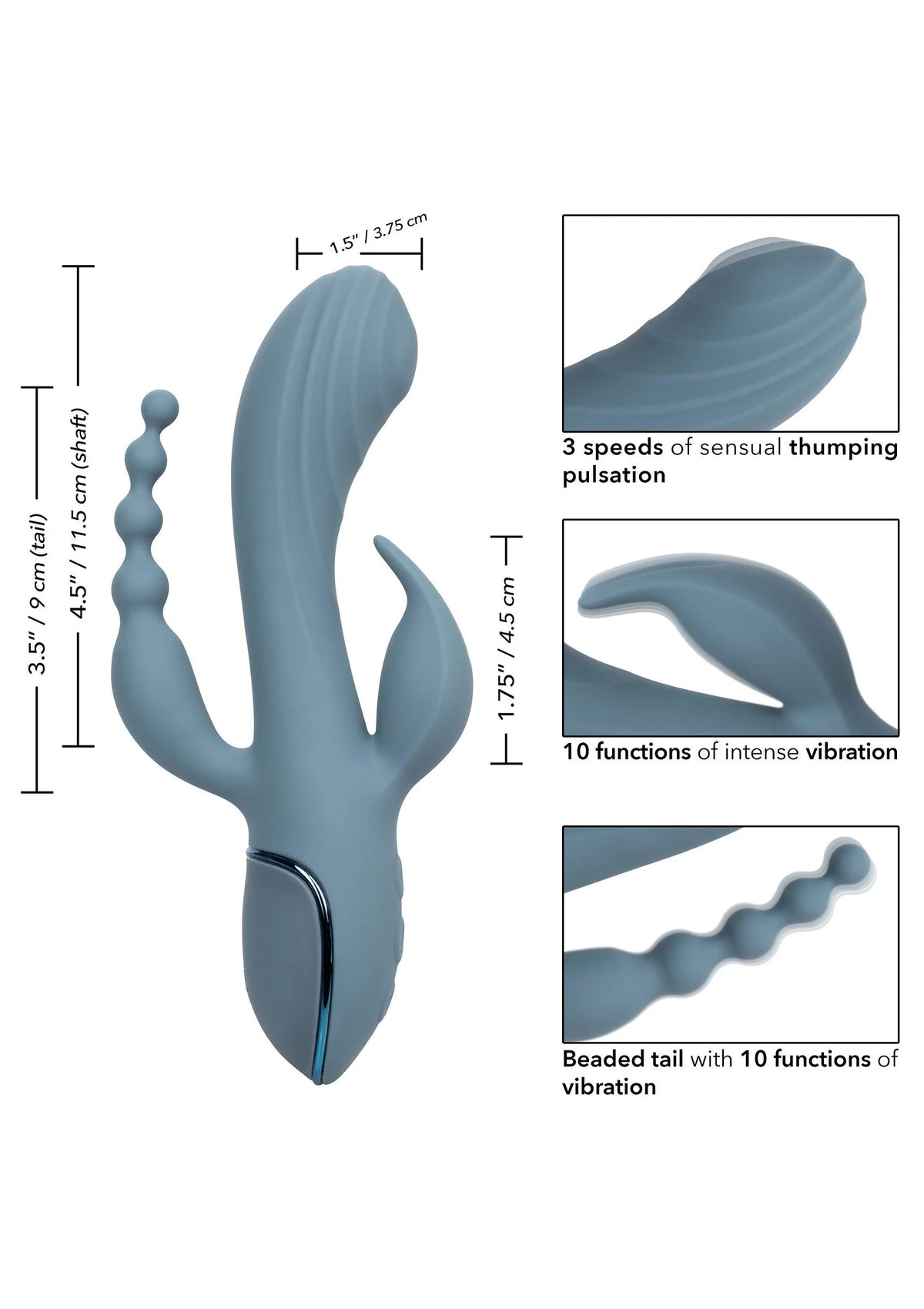Bestel: Triple Ecstasy triple vibrator by CalExotics - bij Happytoys.nl, happytoys.be, Happytoys.ae: erotische sex webshop | liever Happy dan Easy ⭐⭐⭐⭐⭐