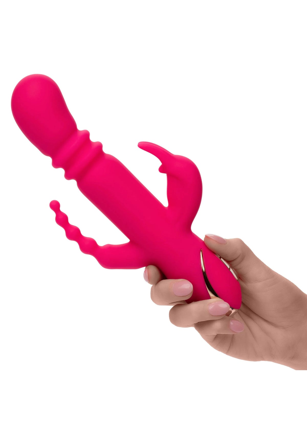 Bestel: Heated Silicone Triple Rabbit by CalExotics - bij Happytoys.nl, happytoys.be, Happytoys.ae: erotische sex webshop | liever Happy dan Easy ⭐⭐⭐⭐⭐