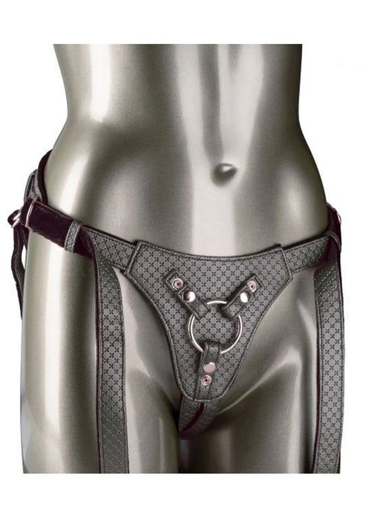 Bestel: The Regal Queen Strapon Harness by CalExotics Her Royal Harness - bij Happytoys.nl, happytoys.be, Happytoys.ae: erotische sex webshop | liever Happy dan Easy βββββ - Silver - 12861 - SILVER