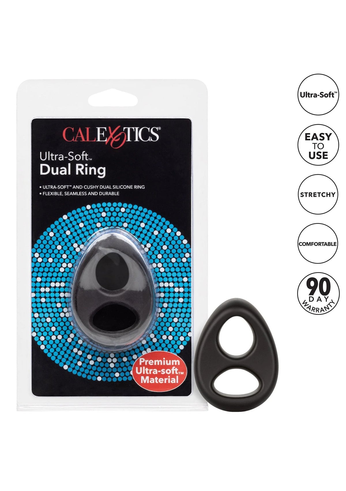 Bestel: Ultra - Soft Dual Ring Cock & Scrotum ring by CalExotics - bij Happytoys.nl, happytoys.be, Happytoys.ae: erotische sex webshop | liever Happy dan Easy ⭐⭐⭐⭐⭐