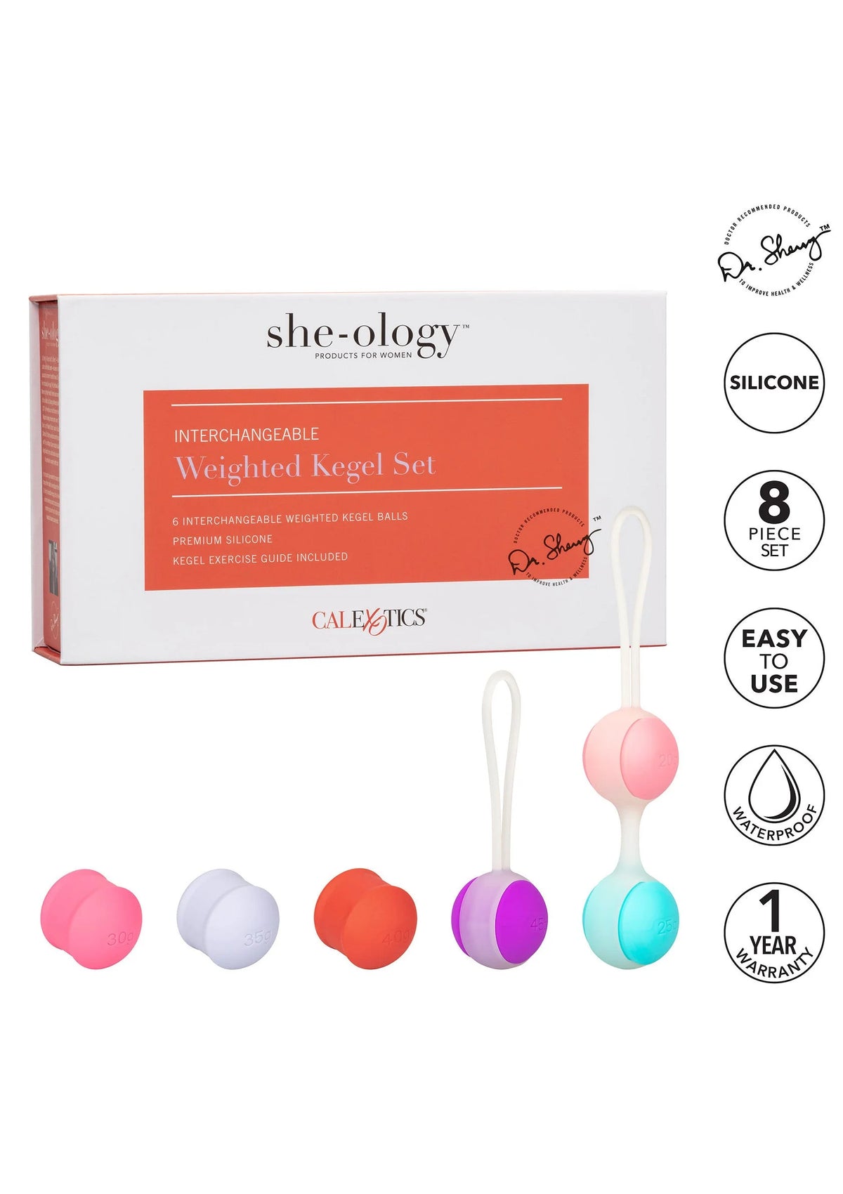 Bestel: CalExotics She - ology Interchangeable Weighted Kegel Set - bij Happytoys.nl, happytoys.be, Happytoys.ae: erotische sex webshop | liever Happy dan Easy βββββ