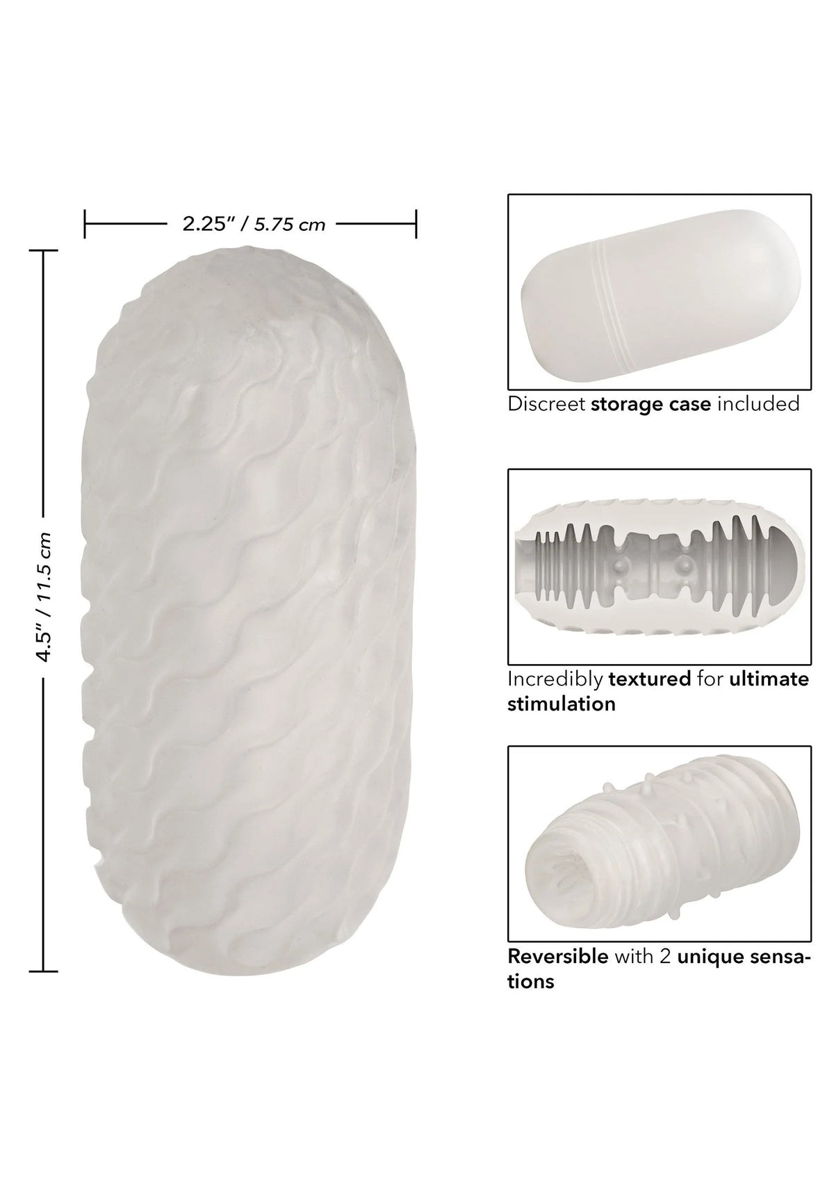 Bestel: Boundless Reversible Ribbed Stroker by CalExotics - bij Happytoys.nl, happytoys.be, Happytoys.ae: erotische sex webshop | liever Happy dan Easy ⭐⭐⭐⭐⭐