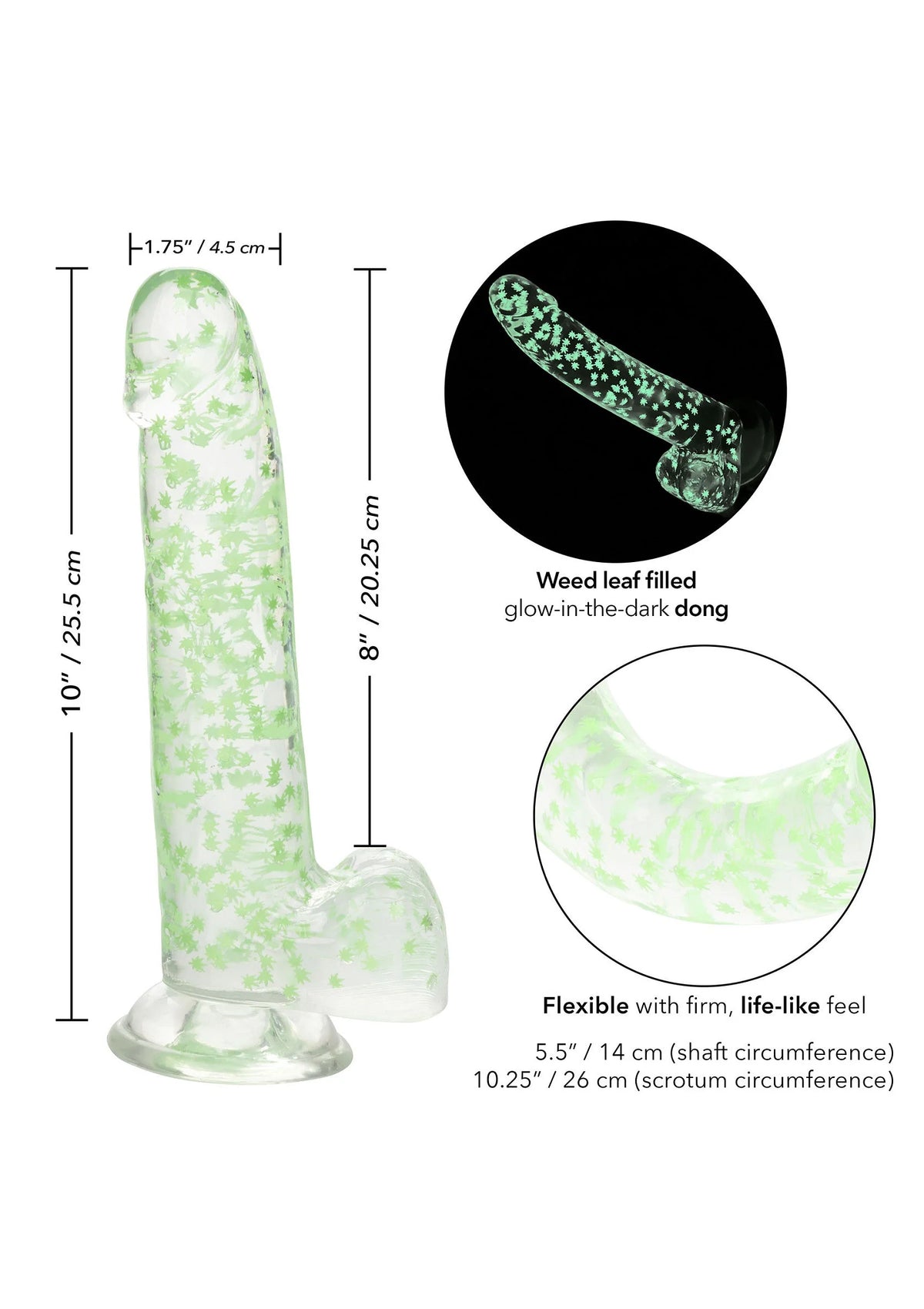 Bestel: Naughty Bits I Leaf Dick Glow - In - The - Dark Weed Leaf Dildo by CalExotics - bij Happytoys.nl, happytoys.be, Happytoys.ae: erotische sex webshop | liever Happy dan Easy βββββ