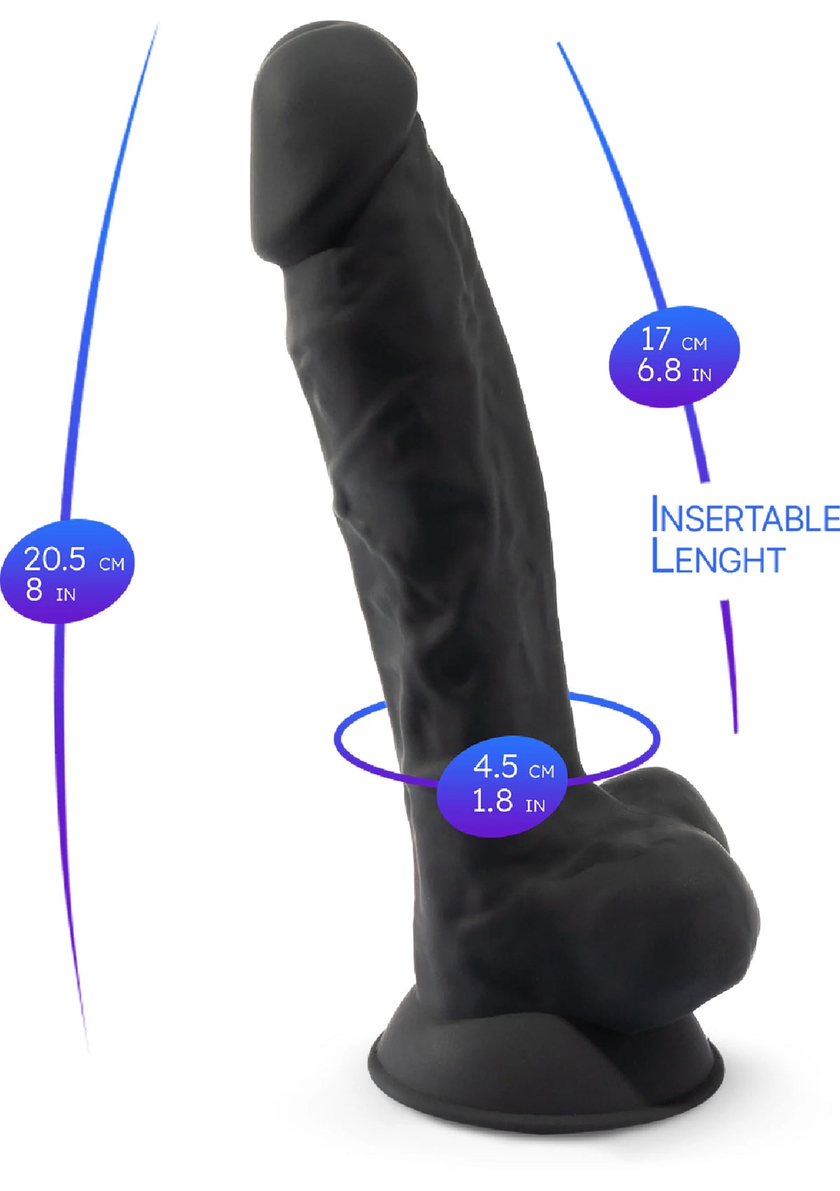 Bestel: Dildo Model 8 inch by Silex - D The original - bij Happytoys.nl, happytoys.be, Happytoys.ae: erotische sex webshop | liever Happy dan Easy βββββ