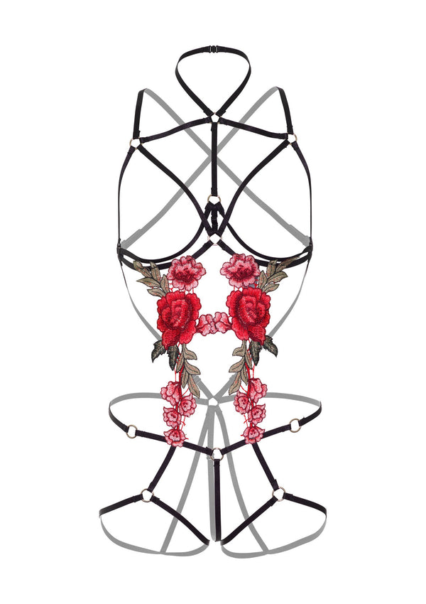 Bestel: Roses Strappy Teddy with Pasties by Daring Intimates - bij Happytoys.nl, happytoys.be, Happytoys.ae: erotische sex webshop | liever Happy dan Easy ⭐⭐⭐⭐⭐