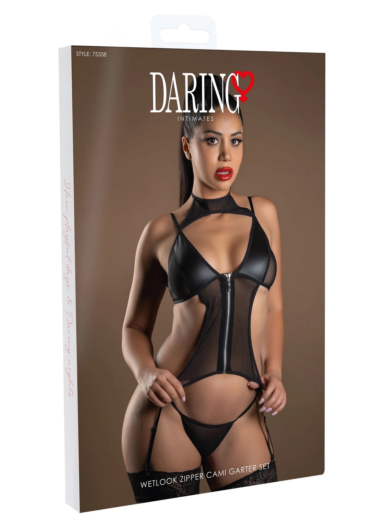 Bestel: Wetlook Zipper Cami Garter Set by Daring Intimates Naughty Whispers - bij Happytoys.nl, happytoys.be, Happytoys.ae: erotische sex webshop | liever Happy dan Easy ⭐⭐⭐⭐⭐