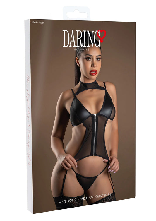Bestel: Wetlook Zipper Cami Garter Set by Daring Intimates Naughty Whispers - bij Happytoys.nl, happytoys.be, Happytoys.ae: erotische sex webshop | liever Happy dan Easy ⭐⭐⭐⭐⭐