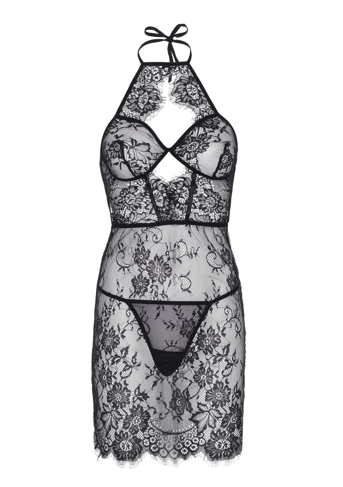 Bestel: Dress with Scalloped Lace and String (L) by Leg Avenue - bij Happytoys: de erotische sex webshop | liever Happy dan Easy ⭐⭐⭐⭐⭐