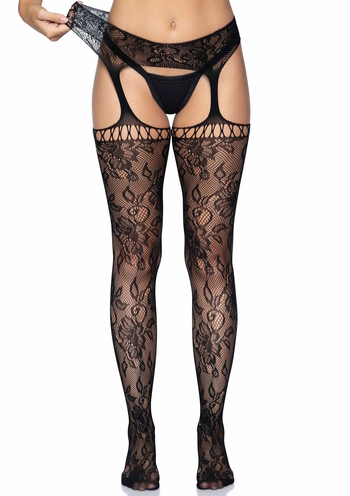 Bestel: Lace Stockings with Attached Garter Belt - bij Happytoys.nl, happytoys.be, Happytoys.ae: erotische sex webshop | liever Happy dan Easy βββββ