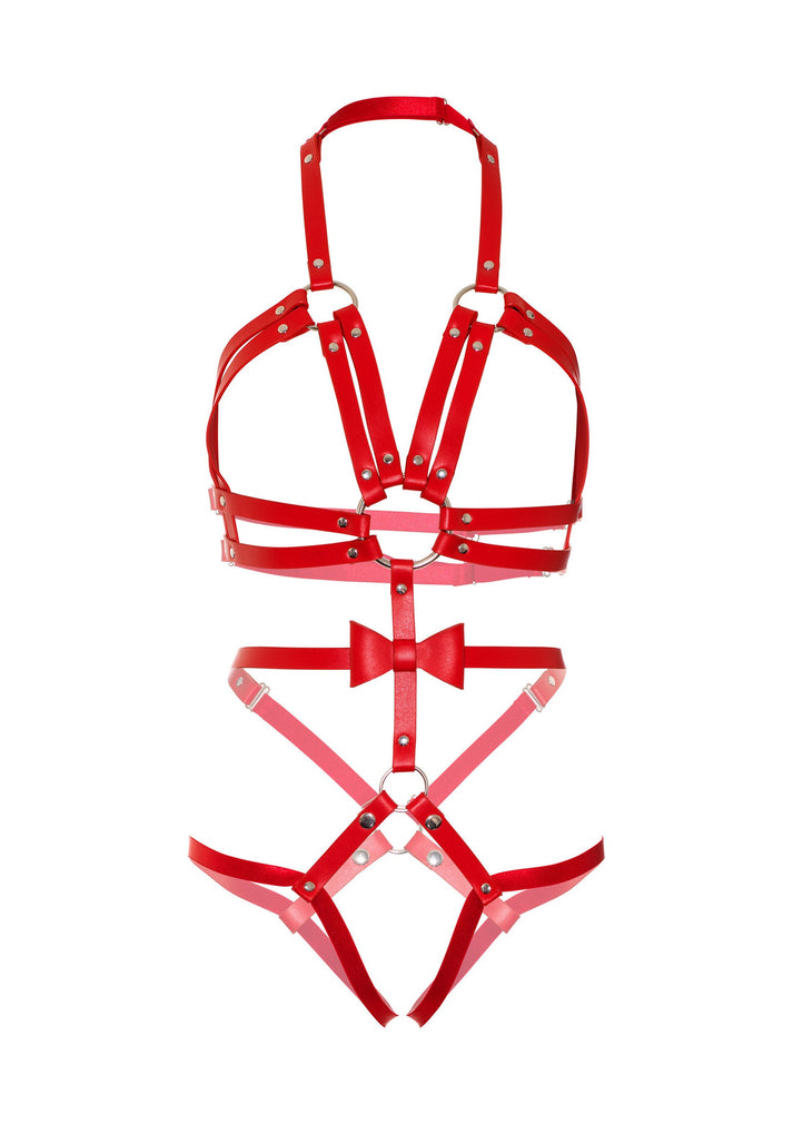 Bestel: Vegan Leather Harness with Bow by Kink - bij Happytoys.nl, happytoys.be, Happytoys.ae: erotische sex webshop | liever Happy dan Easy ⭐⭐⭐⭐⭐