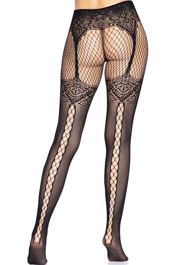 Bestel: Fishnet Tights with Lace Up Backseam by Leg Avenue - bij Happytoys.nl, happytoys.be, Happytoys.ae: erotische sex webshop | liever Happy dan Easy ⭐⭐⭐⭐⭐