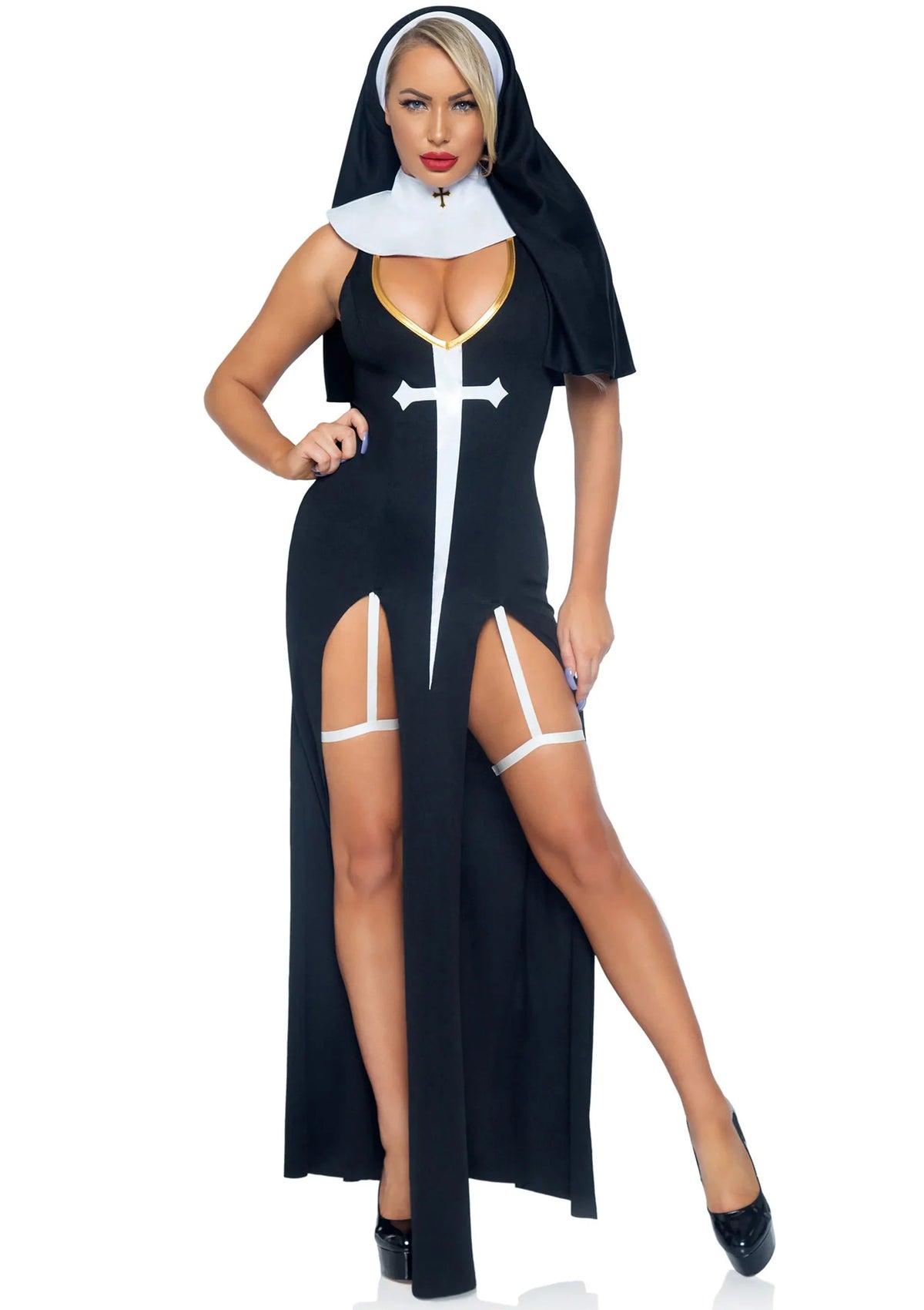 Bestel: Sultry Sinner Nun Dress by Leg Avenue - bij Happytoys: de erotische sex webshop | liever Happy dan Easy ⭐⭐⭐⭐⭐ - L - 88232 - BLACK - L