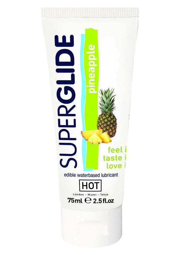 Bestel: Superglide Edible Lube 75 ml by Hot - bij Happytoys.nl, happytoys.be, Happytoys.ae: erotische sex webshop | liever Happy dan Easy ⭐⭐⭐⭐⭐ - Pineaple - 90238 - PINEAPPLE - 75