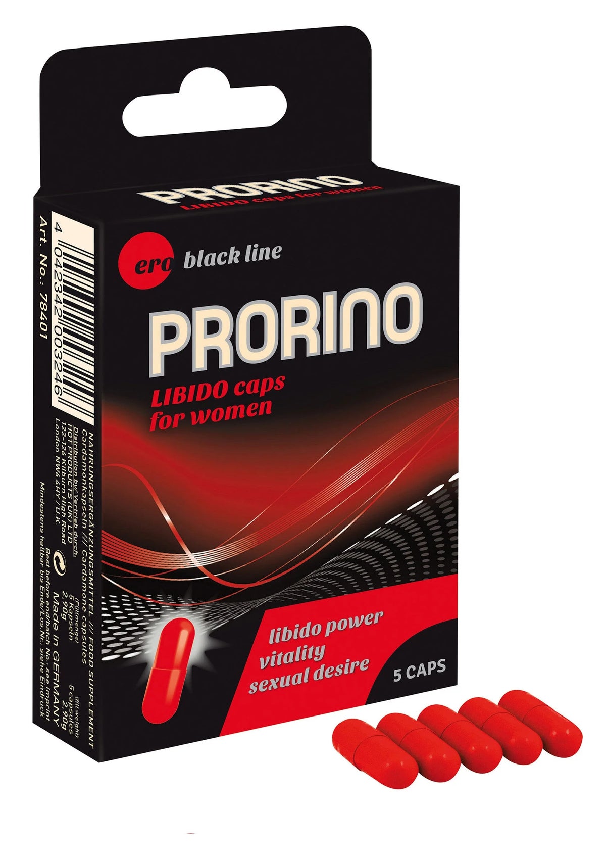 Bestel: Prorino Libido Caps For Women 5 pcs by Hot Prorino - bij Happytoys: de erotische sex webshop | liever Happy dan Easy ⭐⭐⭐⭐⭐