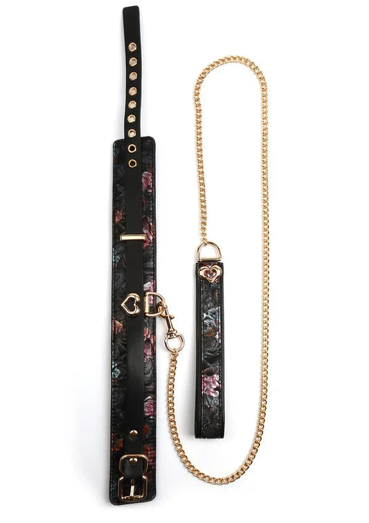 Bestel: Floral Jacquard Collar & Leash by Geisha - bij Happytoys.nl, happytoys.be, Happytoys.ae: erotische sex webshop | liever Happy dan Easy ⭐⭐⭐⭐⭐ - Default Title - 90700 - BLACK