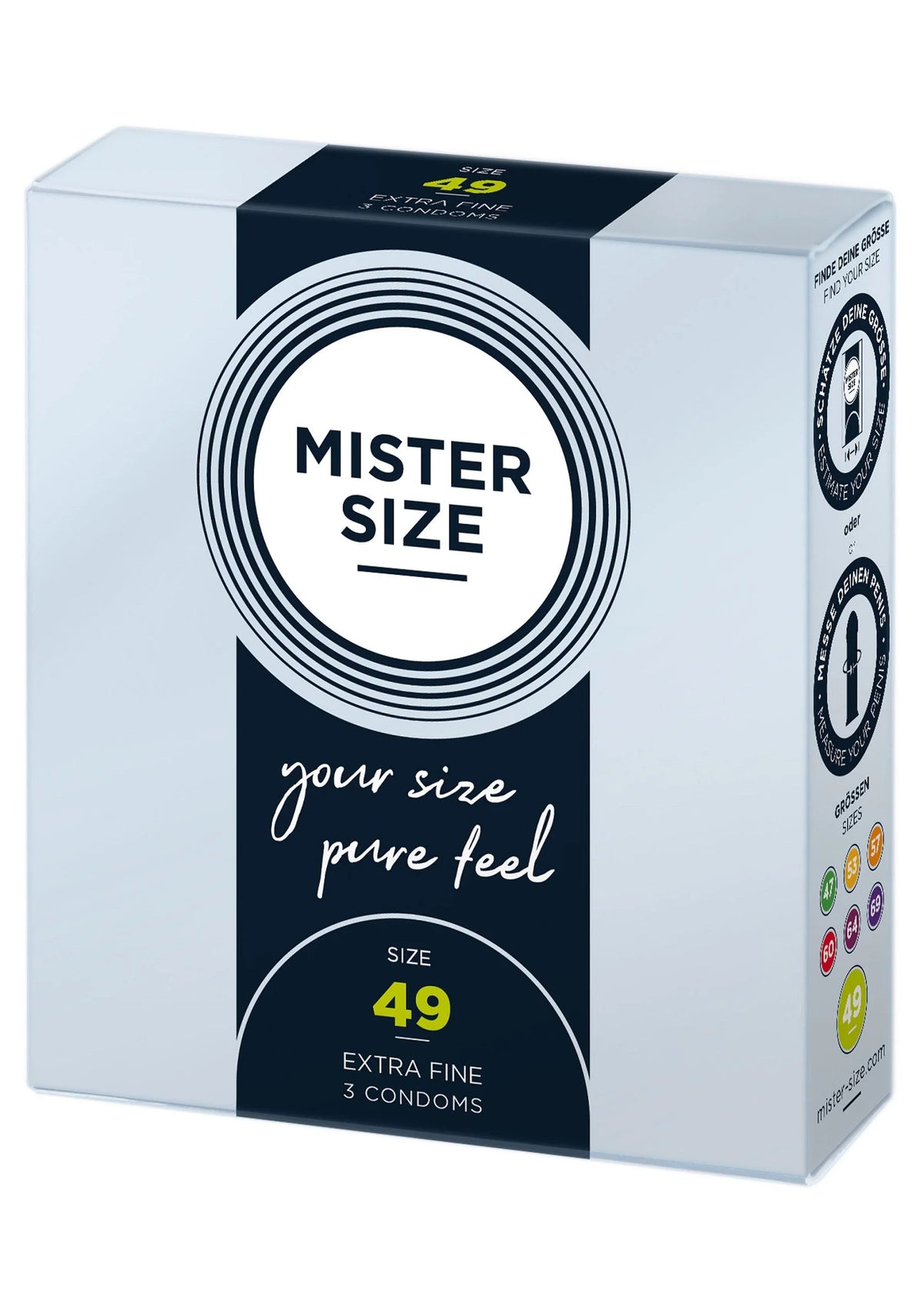 Bestel: MISTER SIZE 49mm Condoms 3pcs by Mister Size - bij Happytoys: de erotische sex webshop | liever Happy dan Easy ⭐⭐⭐⭐⭐