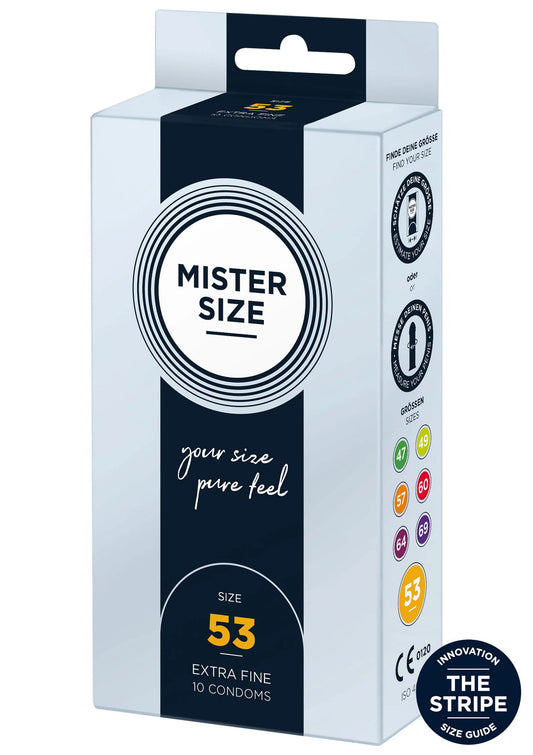 Bestel: 53mm Condoms 10pcs by Mister Size - bij Happytoys: de erotische sex webshop | liever Happy dan Easy ⭐⭐⭐⭐⭐