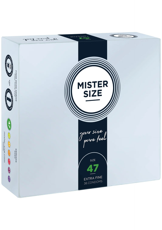 Bestel: MISTER SIZE 47mm Condoms 36pcs by Mr Size - condooms bij Happytoys.nl, happytoys.be, Happytoys.ae: erotische sex webshop | liever Happy dan Easy ⭐⭐⭐⭐⭐