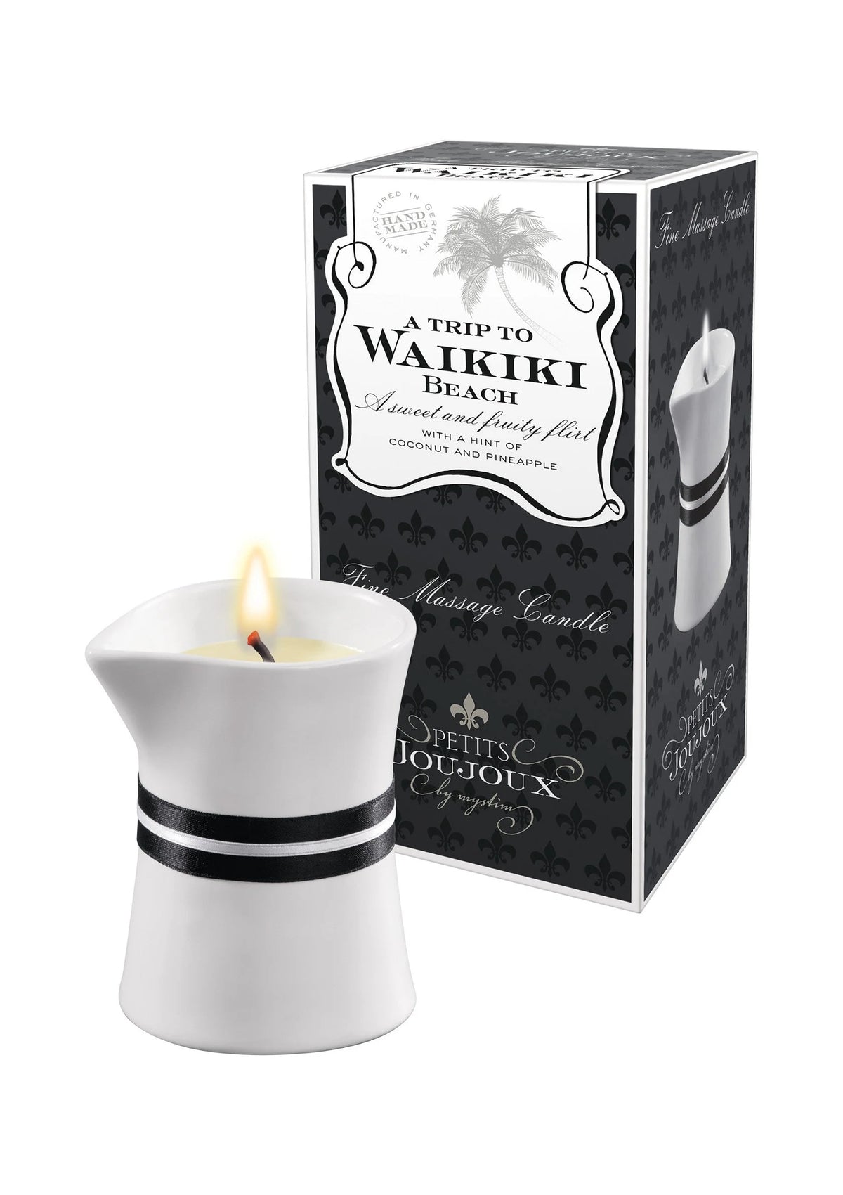 Bestel: Massage Candle Waikiki 120 gr by Petit Joujoux - bij Happytoys.nl, happytoys.be, Happytoys.ae: erotische sex webshop | liever Happy dan Easy ⭐⭐⭐⭐⭐ - Default Title - 97303 - TROPICAL - 120