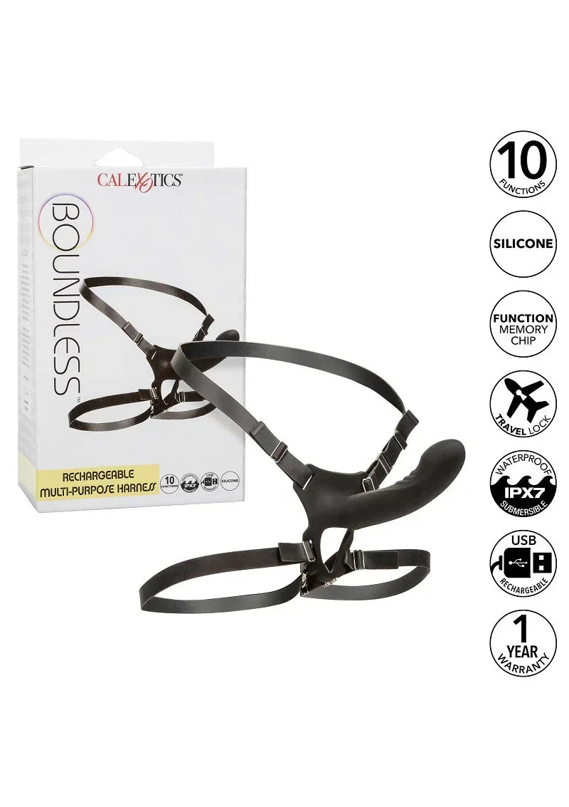 Bestel: Boundless Rechargeable Multi - Purpose Harness by CalExotics - bij Happytoys.nl, happytoys.be, Happytoys.ae: erotische sex webshop | liever Happy dan Easy ⭐⭐⭐⭐⭐