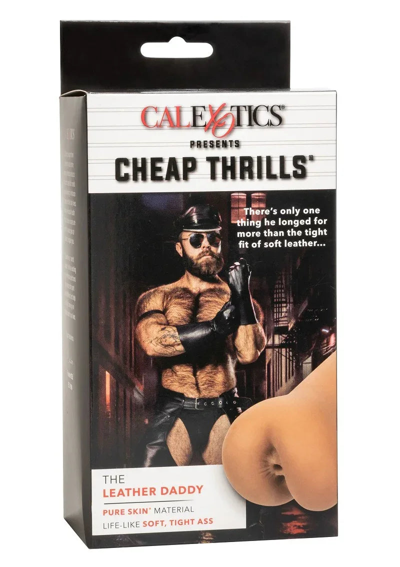 Bestel: Cheap Thrills The Leather Daddy Stroker Masturbator by CalExotics - bij Happytoys.nl, happytoys.be, Happytoys.ae: erotische sex webshop | liever Happy dan Easy ⭐⭐⭐⭐⭐