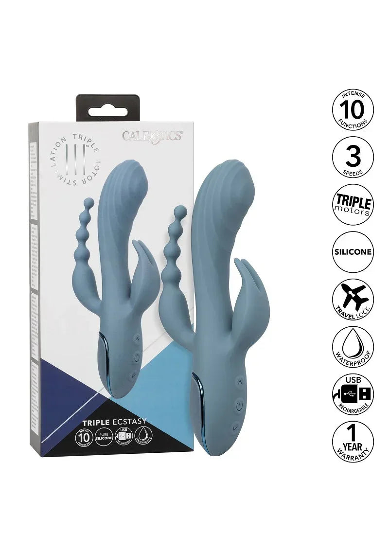 Bestel: Triple Ecstasy triple vibrator by CalExotics - bij Happytoys.nl, happytoys.be, Happytoys.ae: erotische sex webshop | liever Happy dan Easy ⭐⭐⭐⭐⭐