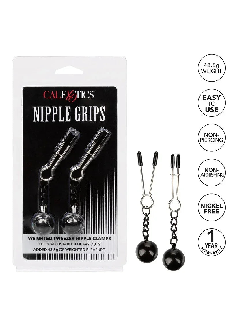 Bestel: Weighted Tweezer Nipple Clamps by CalExotics - bij Happytoys.nl, happytoys.be, Happytoys.ae: erotische sex webshop | liever Happy dan Easy ⭐⭐⭐⭐⭐