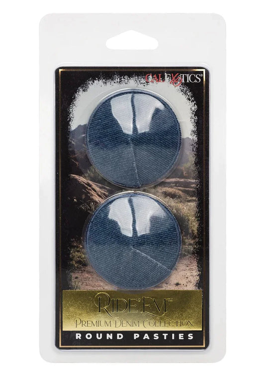 Ride 'em Premium Denim Collection Round Pasties by CalExotics - Happytoys Sexshop: online sex shop for Feeling Happy & Easy 😊 - Discreet geleverd