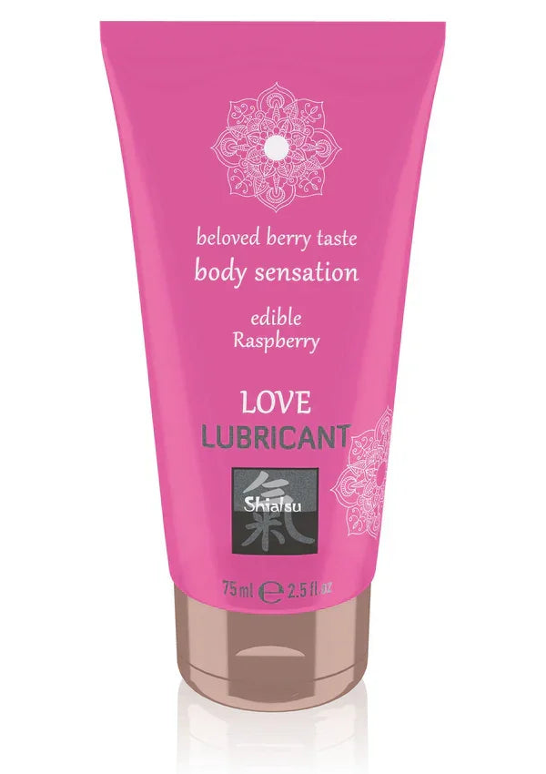 Edible Love Lubricant 75 ml Raspberry by Shiatsu Hot - Happytoys Sexshop: online sex shop for Feeling Happy & Easy 😊 - Discreet geleverd