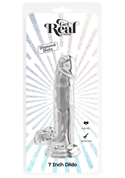 Get Real Clear Dildo with Balls 7' by ToyJoy - Happytoys Sexshop: online sex shop for Feeling Happy & Easy π - Discreet geleverd