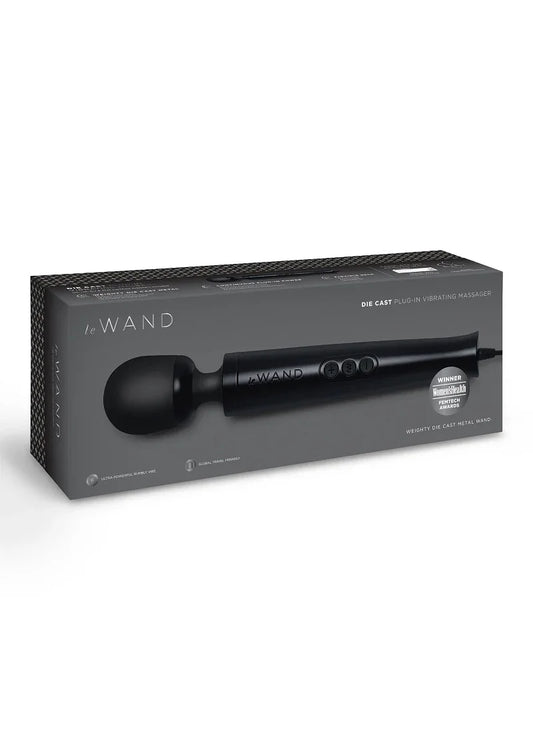 Die Cast Plug-In Vibrating Massager (black) Le Wand - Happytoys Sexshop: Toys for Feeling Happy & Easy 😊 - Discreet geleverd