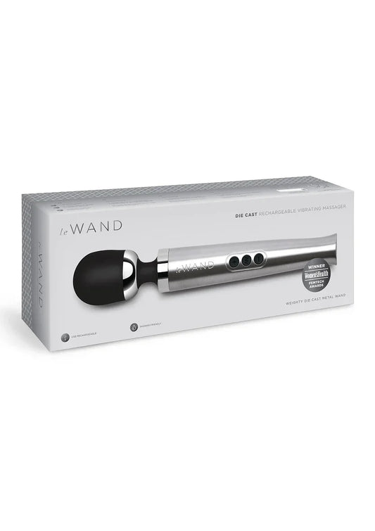 Die Cast Rechargeable Vibrating Massager (silver) by Le Wand - Happytoys Sexshop: Toys for Feeling Happy & Easy 😊 - Discreet geleverd