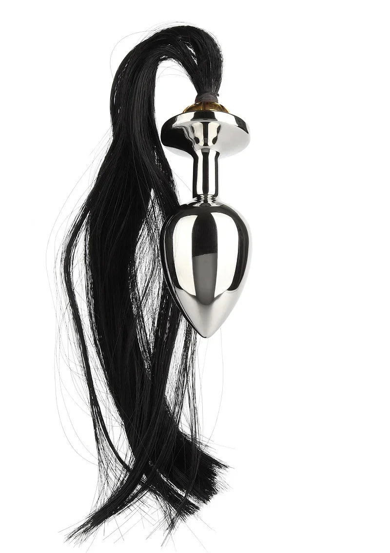 Bestel: Black Hair Pony Tail Rosebud by Mr. Steel - bij Happytoys.nl, happytoys.be, Happytoys.ae: erotische sex webshop | liever Happy dan Easy βββββ