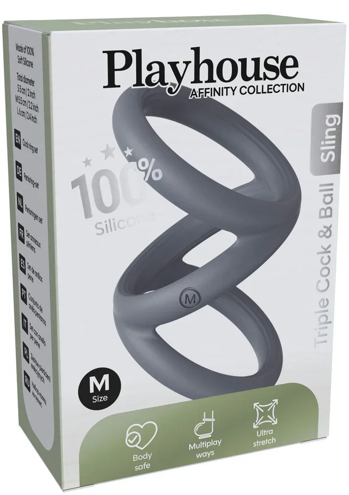 Bestel: Triple Cock & Ball Sling Medium by Playhouse Affinity - bij Happytoys.nl, happytoys.be, Happytoys.ae: erotische sex webshop | liever Happy dan Easy ⭐⭐⭐⭐⭐