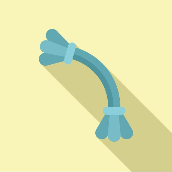 Blue flexible sex toy vibrator against a light yellow background with shadow