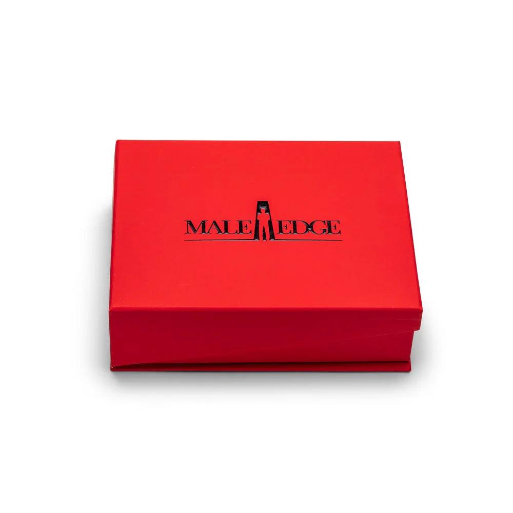 Red Male Edge branded box with black logo on white background