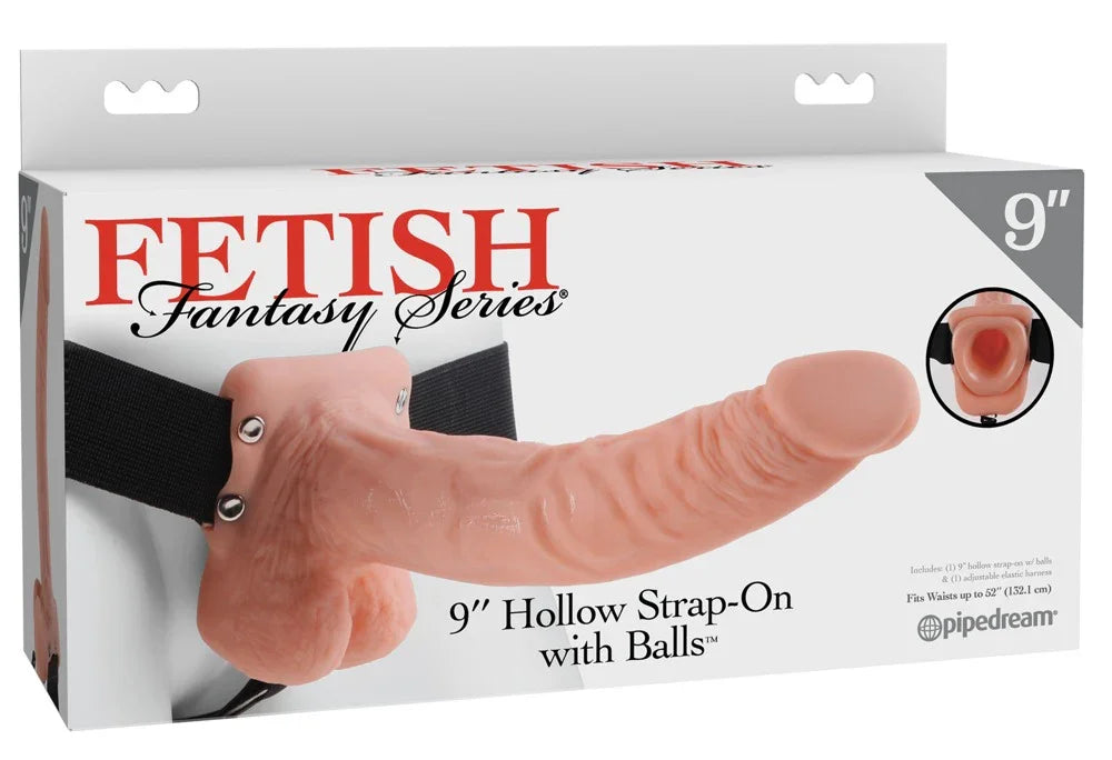 9" Hollow Strap-on with Balls - Happytoys Sexshop: Toys for Feeling Happy & Easy 😊 - Discreet geleverd