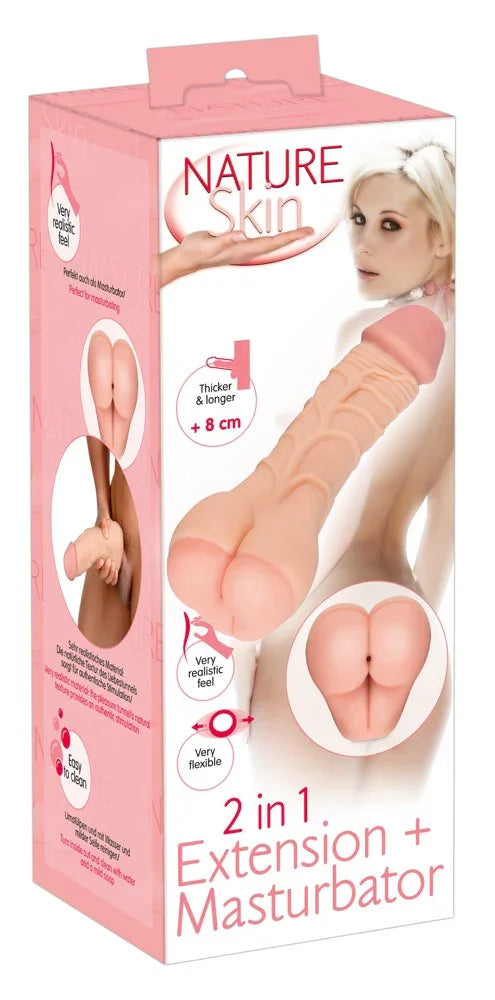 2 in 1 Extension + Masturbator - Happytoys Sexshop: Toys for Feeling Happy & Easy 😊 - Discreet geleverd