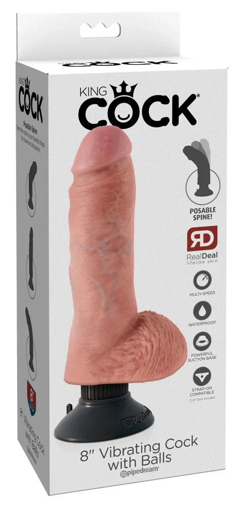 8" Vibrating Cock with Balls - Happytoys Sexshop: Toys for Feeling Happy & Easy 😊 - Discreet geleverd