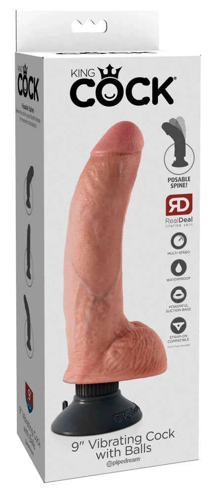 9" Vibrating Cock with Balls - Happytoys Sexshop: Toys for Feeling Happy & Easy 😊 - Discreet geleverd