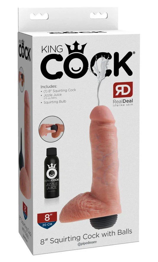8" Squirting Cock with Balls - Happytoys Sexshop: Toys for Feeling Happy & Easy 😊 - Discreet geleverd