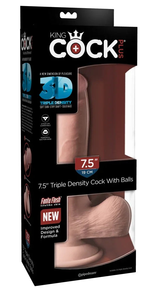 7.5" Triple Density Cock with balls - Happytoys Sexshop: Toys for Feeling Happy & Easy 😊 - Discreet geleverd