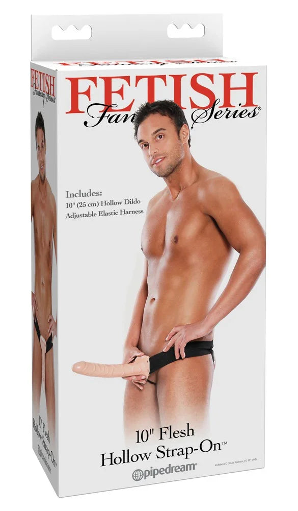 10" Flesh Hollow Strap-on - Happytoys Sexshop: Toys for Feeling Happy & Easy 😊 - Discreet geleverd