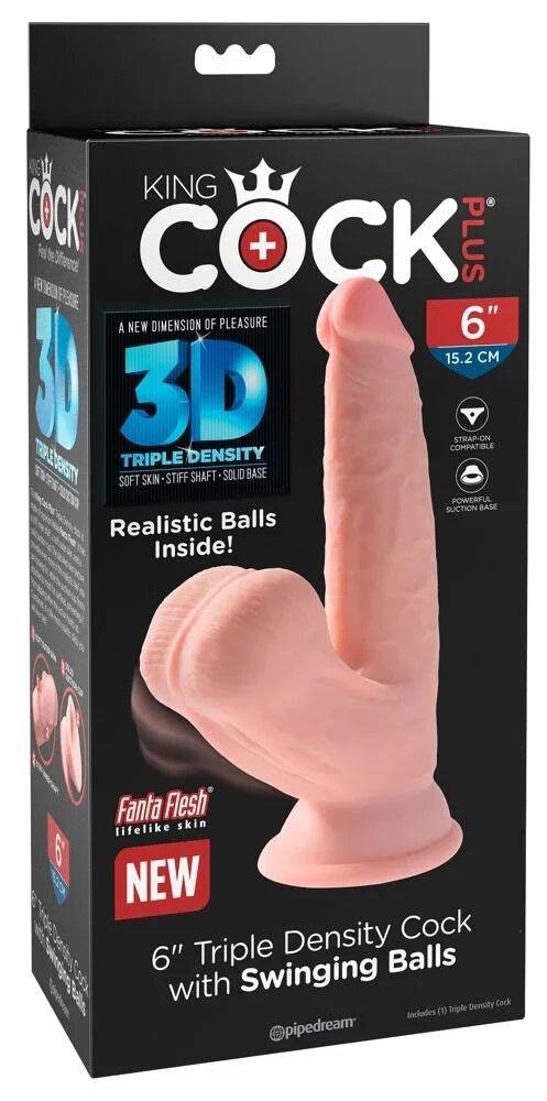 Pipedream King Cock 3D Cock Swinging Balls 6' 19.5 cm - Happytoys Sexshop: online sex shop for Feeling Happy & Easy 😊 - Discreet geleverd