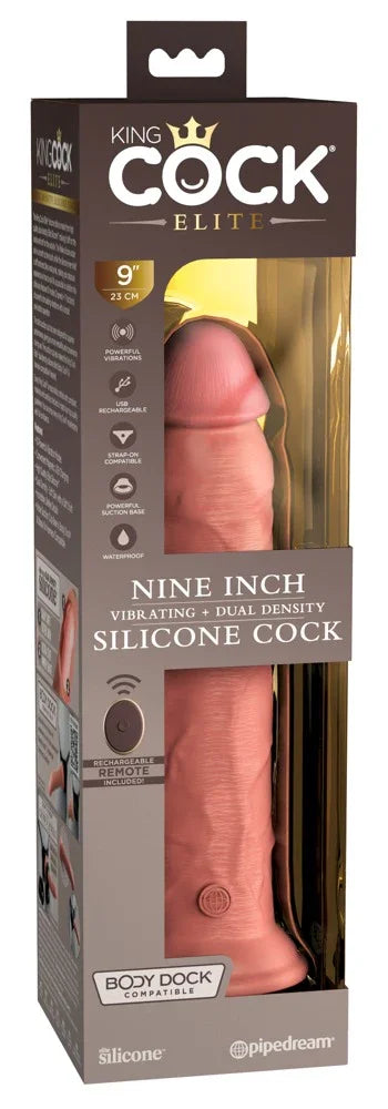 9" Vibrating + Dual Density Silicone Cock with Remote - Happytoys Sexshop: Toys for Feeling Happy & Easy 😊 - Discreet geleverd