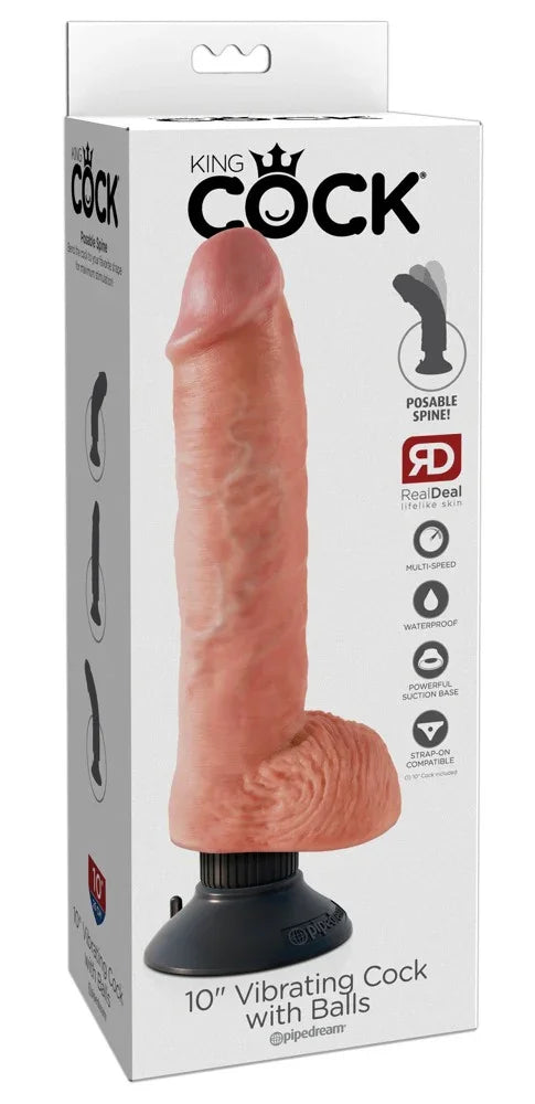 10" Vibrating Cock with Balls - Happytoys Sexshop: Toys for Feeling Happy & Easy 😊 - Discreet geleverd